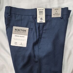 New Kenneth Cole Reaction Stretch Slim Fit Pants in Blue Size 30 X 32